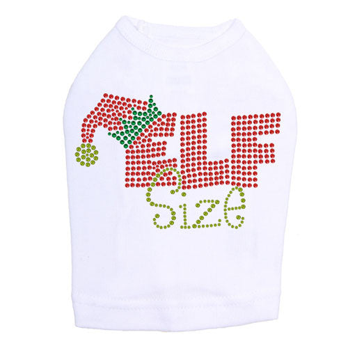 Dog In The Closet Elf Size Rhinestone Holiday Dog Tank Shirt White