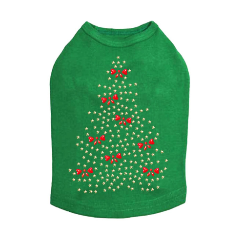 Dog In The Closet Gold Christmas Tree Nailhead Designer Dog Tank