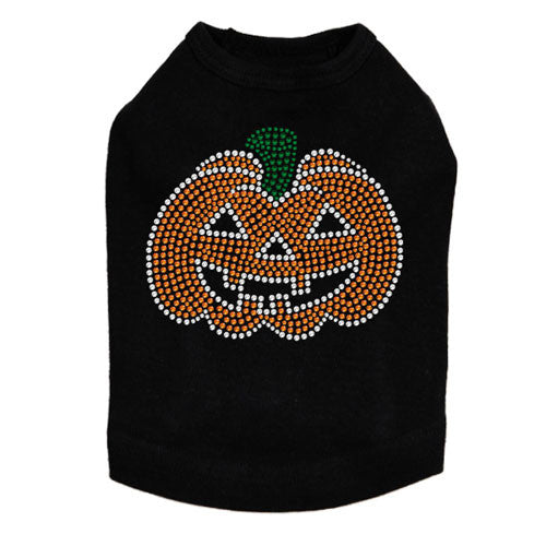 Dog In The Closet Jack-O-Lantern Rhinestone Halloween Dog Tank Shirt