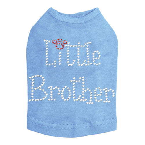 Dog In The Closet Little Brother Rhinestone Dog Tank Shirt Light Blue