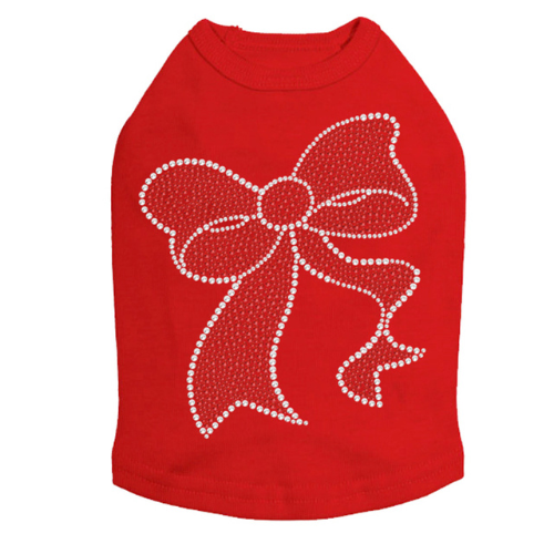 Dog In The Closet Red Rhinestone Bow Holiday Designer Dog Tank Red