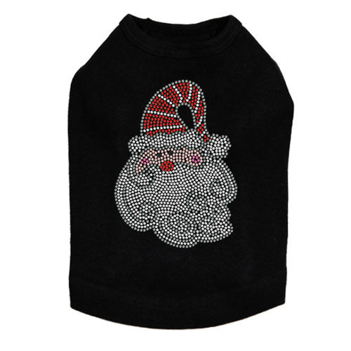 Dog in The Closet Holiday Santa Claus Designer Rhinestone Dog Tank Black