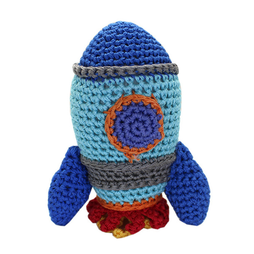 Rocket Ship Mirage Pet Flys Knit Knacks Organic Cotton Dog Squeaky Toy