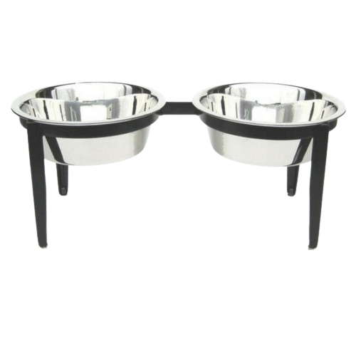 Pets Stop Wrought Iron Vision Double Diner Elevated Dog Feeder Bowls Black