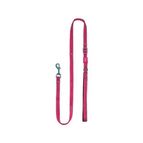 Plush USA Adjustable Reflective Nylon Neoprene Dog  Lead —  Peacock Pink