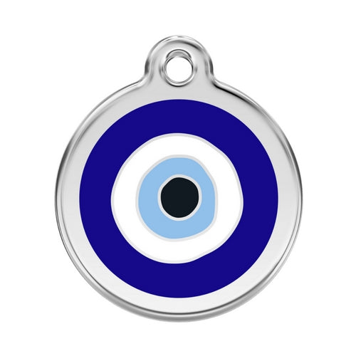 Red Dingo Evil Eye Blue Enamel Stainless Steel Dog ID Tag Large