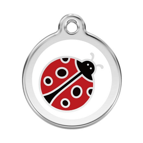 Red Dingo Ladybug Enamel Stainless Steel Dog ID Tag Large