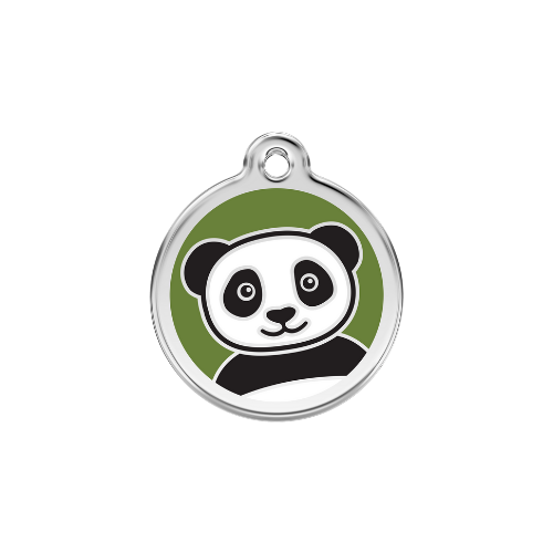 Red Dingo Panda Enamel Stainless Steel Dog ID Tag Size Large