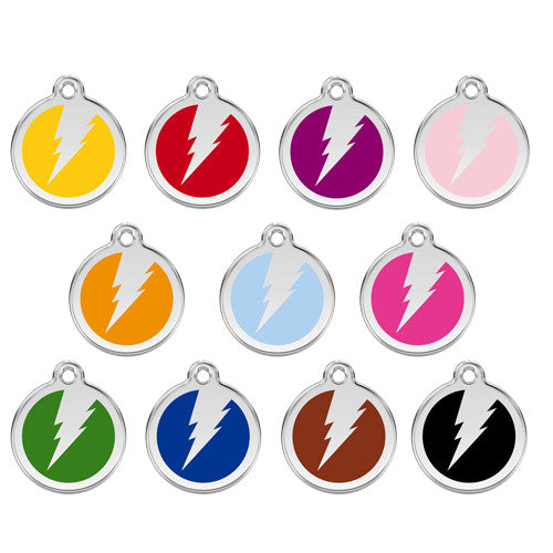 Red Dingo Lightening Bolt Enamel Stainless Steel Dog ID Tag