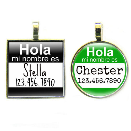 Sofa City Sweethearts Hola Mi Nombre Es Dog ID Tag