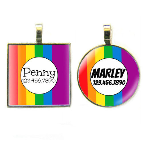 Sofa City Sweethearts Rainbow Pride Resin Art Dog ID Tag