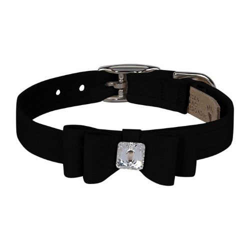 Susan Lanci Designs Big Bow Crystal Dog Collar — Black