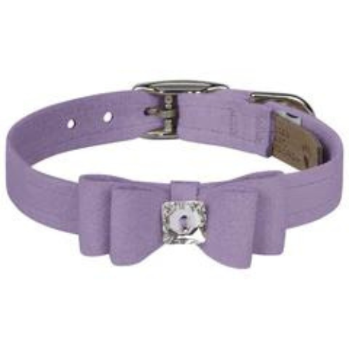 Susan Lanci Designs Big Bow Crystal Dog Collar — French Lavender