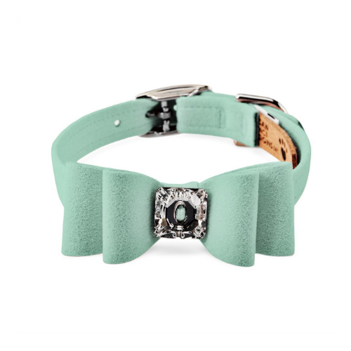 Susan Lanci Designs Big Bow Crystal Dog Collar — Mint