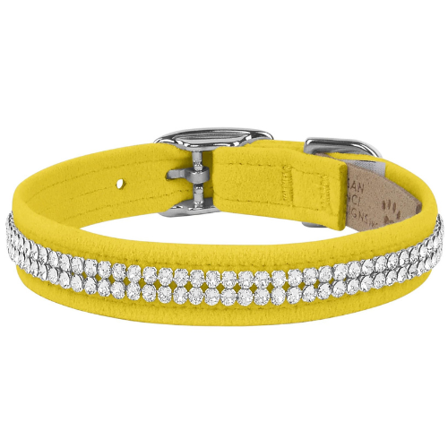 Susan Lanci Designs Ultrasuede Giltmore 2 Row Crystal Collar — Sunshine