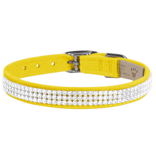 Susan Lanci Designs Ultrasuede Giltmore 3 Row Crystal Collar — Sunshine