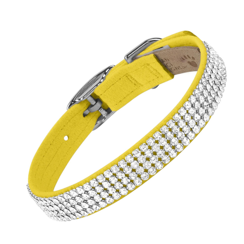 Susan Lanci Designs Ultrasuede Giltmore 4 Row Crystal Collar — Sunshine