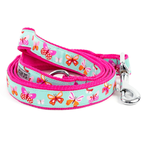 The Worthy Dog Fluttering Butterflies Ribbon Nylon Webbing Lead