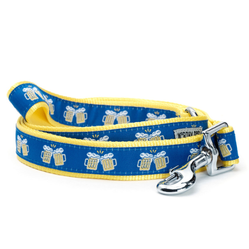 The Worthy Dog Cheers! Toasting Beer Mugs Ribbon Nylon Webbing Lead