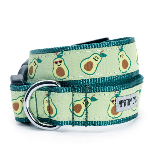 The Worthy Dog Avocados Ribbon Nylon Webbing Dog Collar