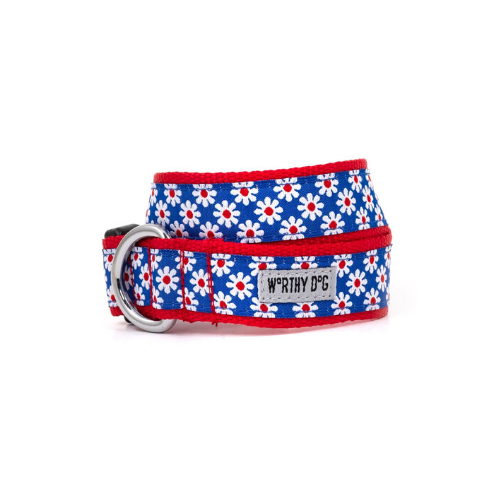 The Worthy Dog Daisies Ribbon Nylon Webbing Dog Collar