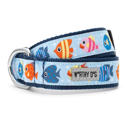 The Worthy Dog Fishy Ocean Fish Ribbon Nylon Webbing Collar