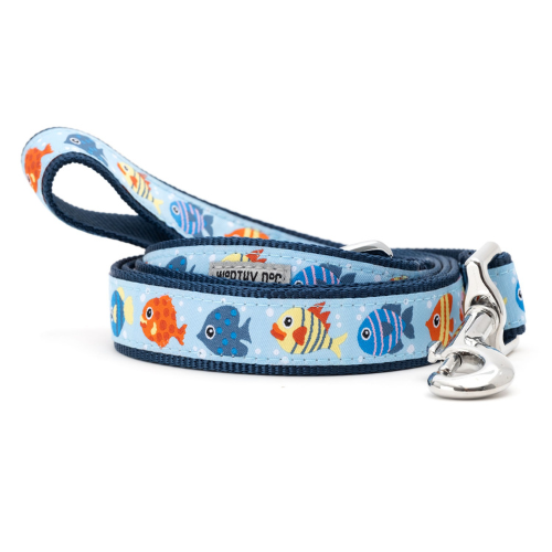 The Worthy Dog Fishy Ocean Sea of Fish Ribbon Nylon Webbing Lead