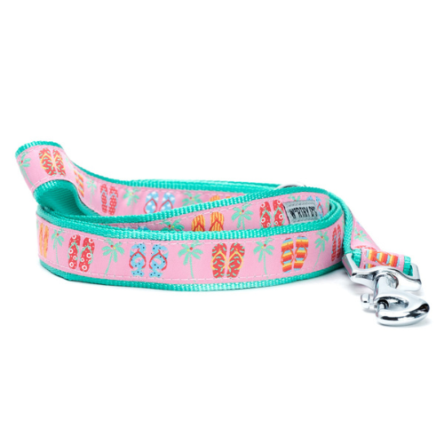 The Worthy Dog Beachy Flip Flops Ribbon Nylon Webbing Matching Lead