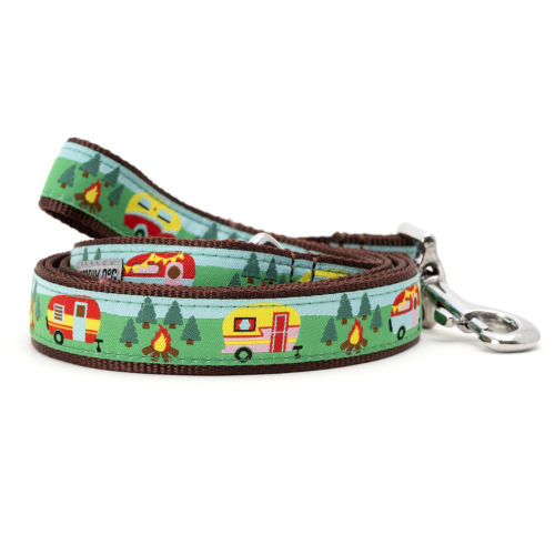 The Worthy Dog Happy Camper Ribbon Nylon Webbing Matching Lead