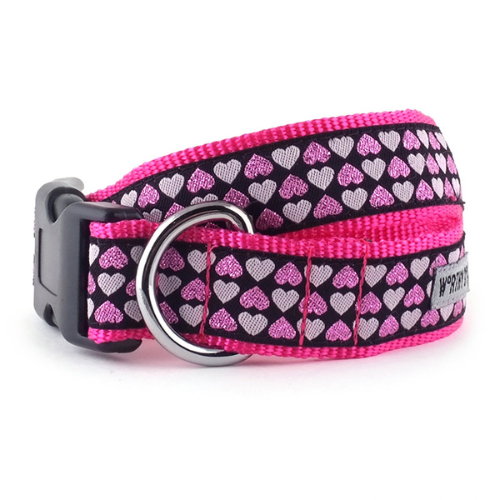 The Worthy Dog Glitter Hearts Ribbon Nylon Valentines Day Collar