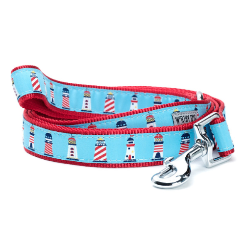 The Worthy Dog Coastal Lighthouses Ribbon Nylon Webbing Lead