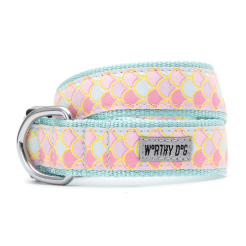 The Worthy Dog Mermaid Scales Ribbon Nylon Webbing Color — Pink