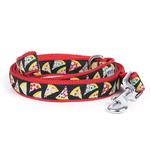 The Worthy Dog Pizza Slices Ribbon Nylon Webbing Matching Lead