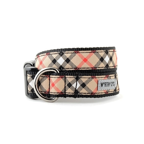 The Worthy Dog Classic Tan Plaid Dog Collar