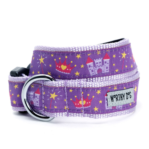 The Worthy Dog Princess Castle Royal Crown Ribbon Nylon Webbing Collar