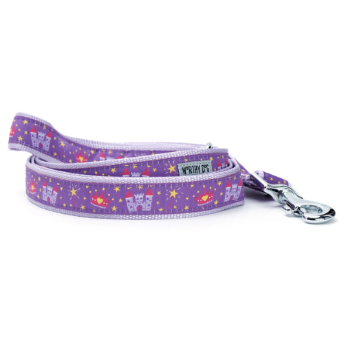 The Worthy Dog Princess Castle Royal Crown Ribbon Nylon Webbing Lead