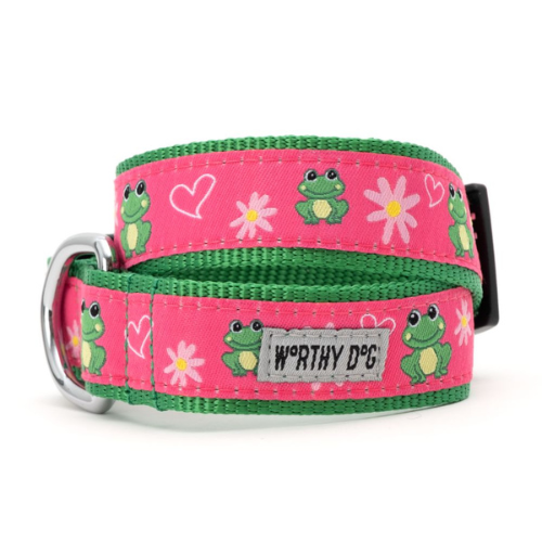 The Worthy Dog Ribbit Frog Ribbon Nylon Webbing Dog Collar