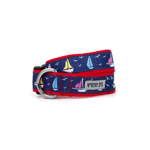 The Worthy Dog Sailboats Ribbon Nylon Webbing Dog Collar