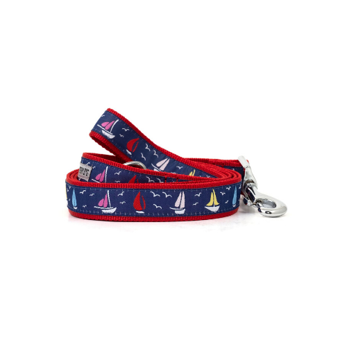 The Worthy Dog Sailboats Ribbon Nylon Webbing Matching Lead