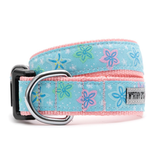 The Worthy Dog Starfish Floral Ribbon Nylon Webbing Dog Collar