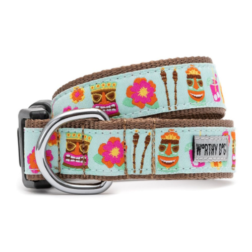 The Worthy Dog Tropical Tiki Time Festive Ribbon Nylon Webbing Collar