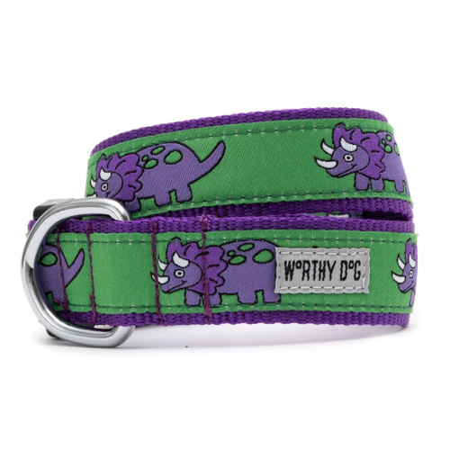 The Worthy Dog Triceratops Dinosaur Ribbon Nylon Webbing Dog Collar