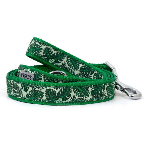 The Worthy Dog Monstera Tropical Leaves Ribbon Nylon Webbing Lead